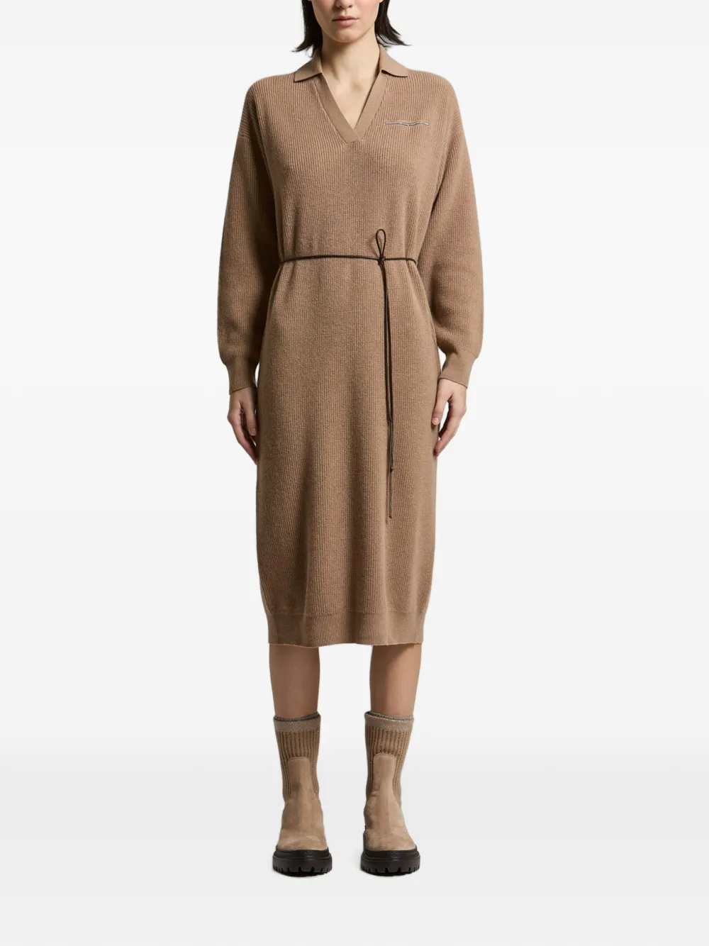 Peserico ribbed-knit belted midi dress