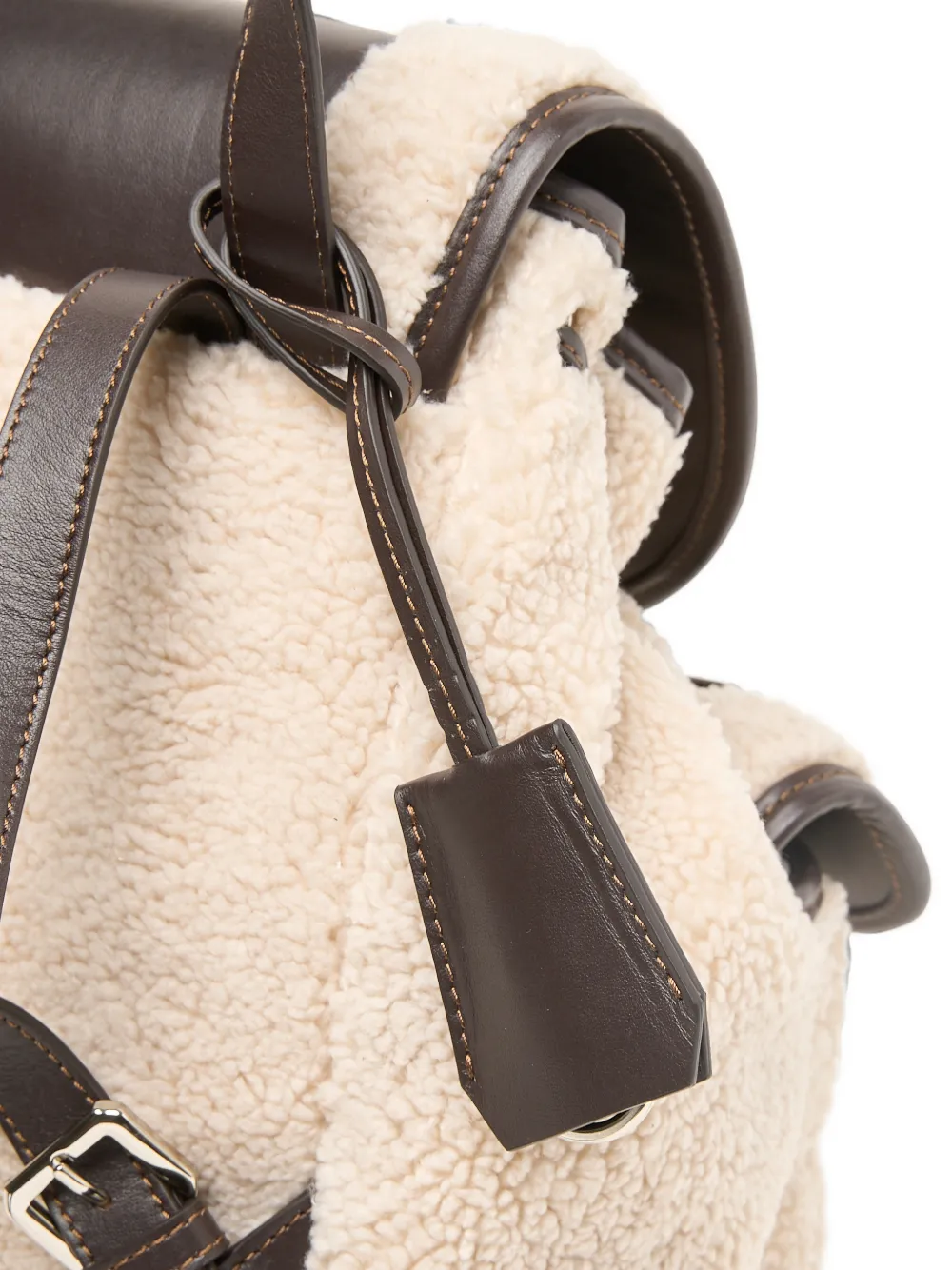 Peserico Rugzak met lammy-effect en gesp Beige