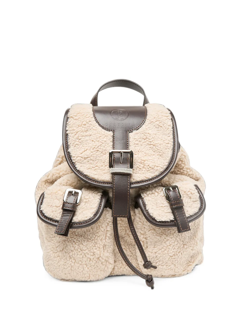 Peserico shearling-effect buckled backpack