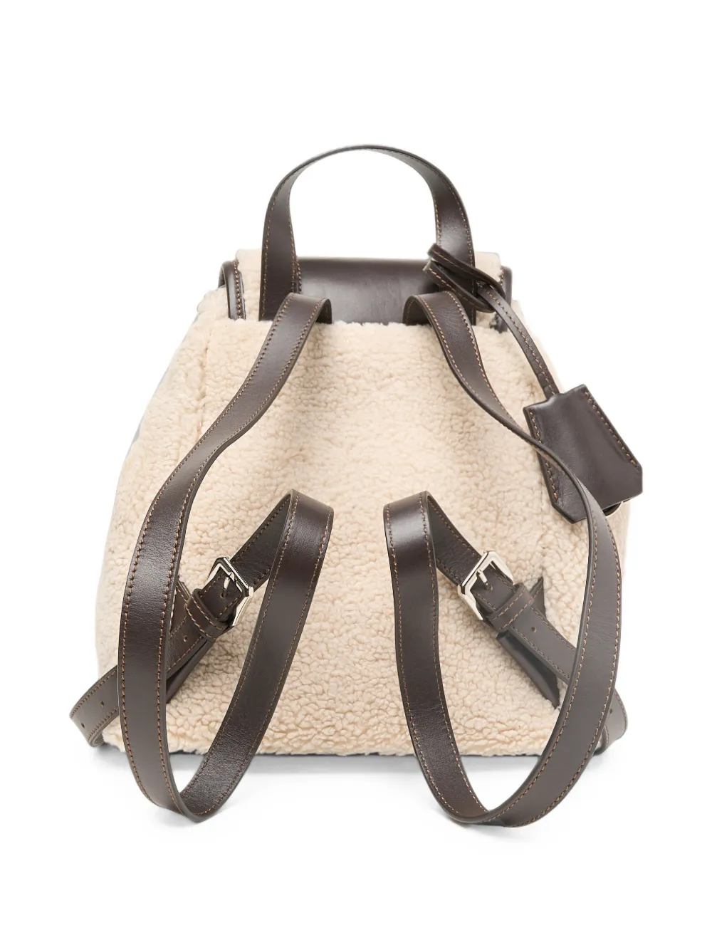 Peserico Rugzak met lammy-effect en gesp Beige