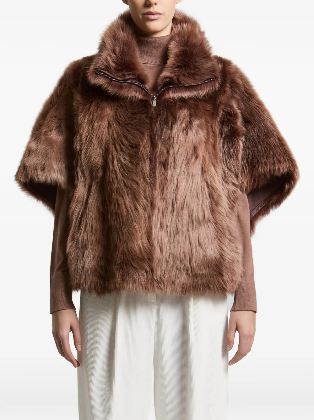Peserico Omkeerbare lammy coat Bruin