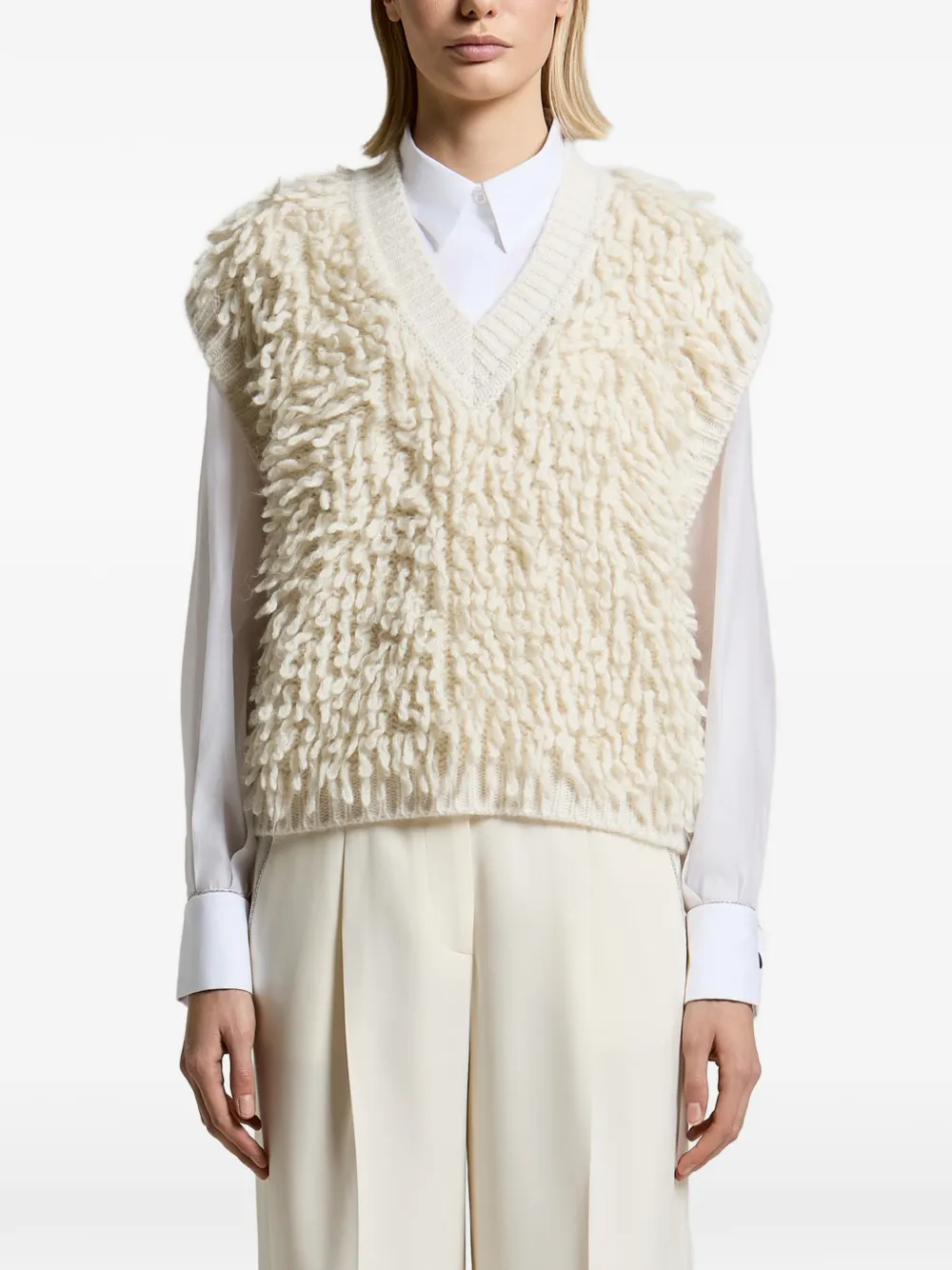 Peserico fringe-detail V-neck vest