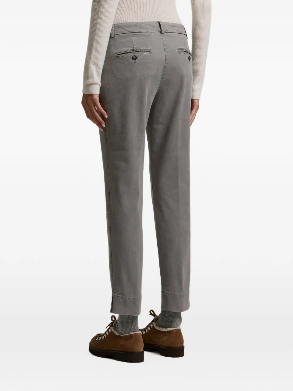 Peserico Iconic 4718 cigarette tapered trousers Grijs