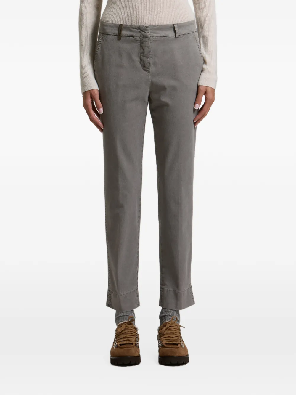 Peserico Iconic 4718 cigarette tapered trousers Grijs