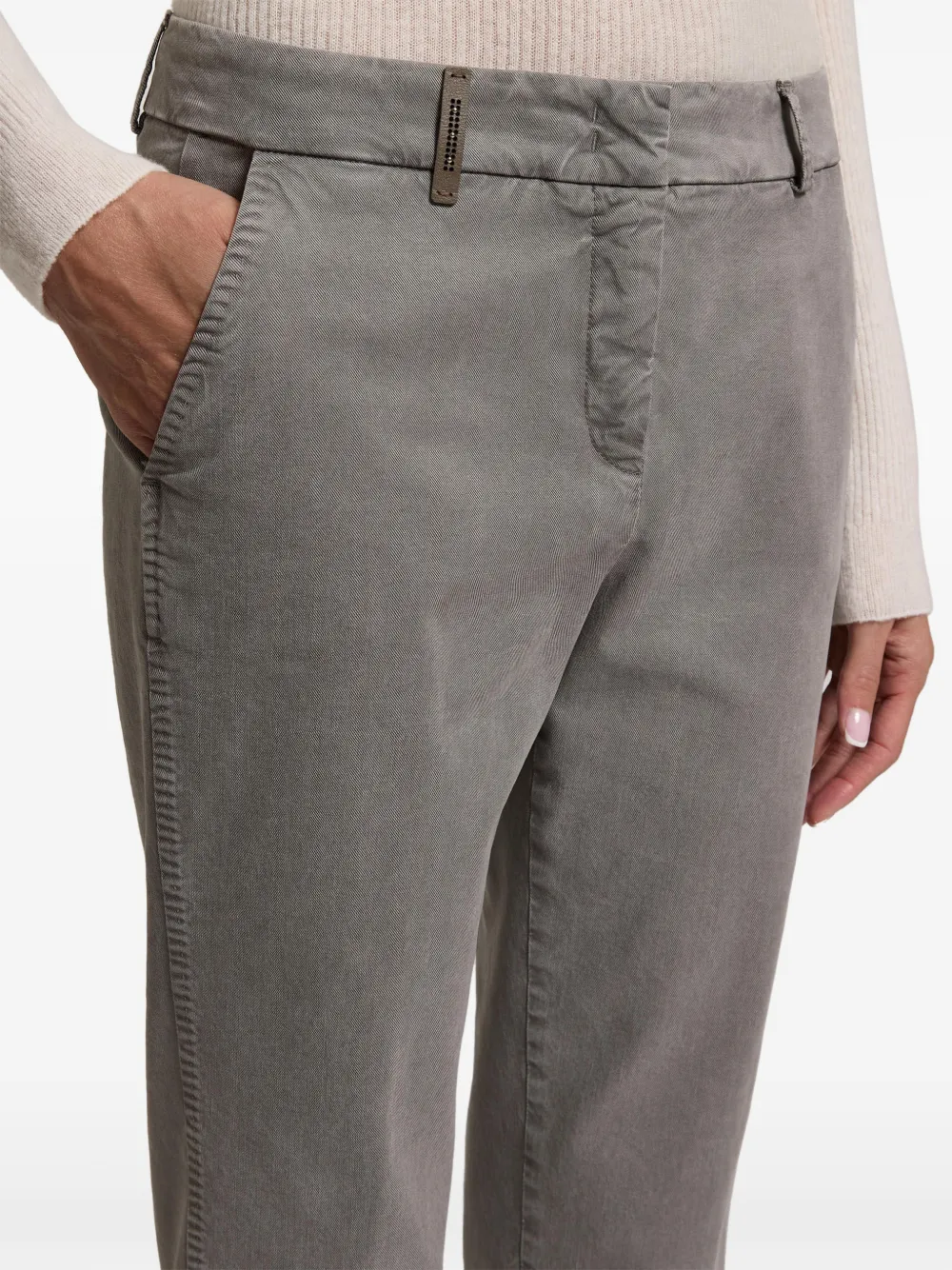 Peserico Iconic 4718 cigarette tapered trousers Grijs
