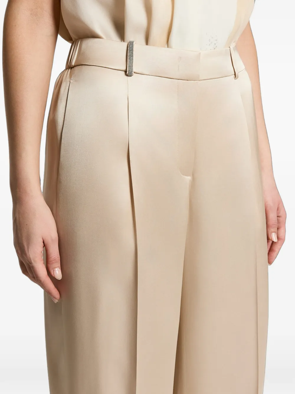 Peserico Plooibroek met wijde pijpen Beige
