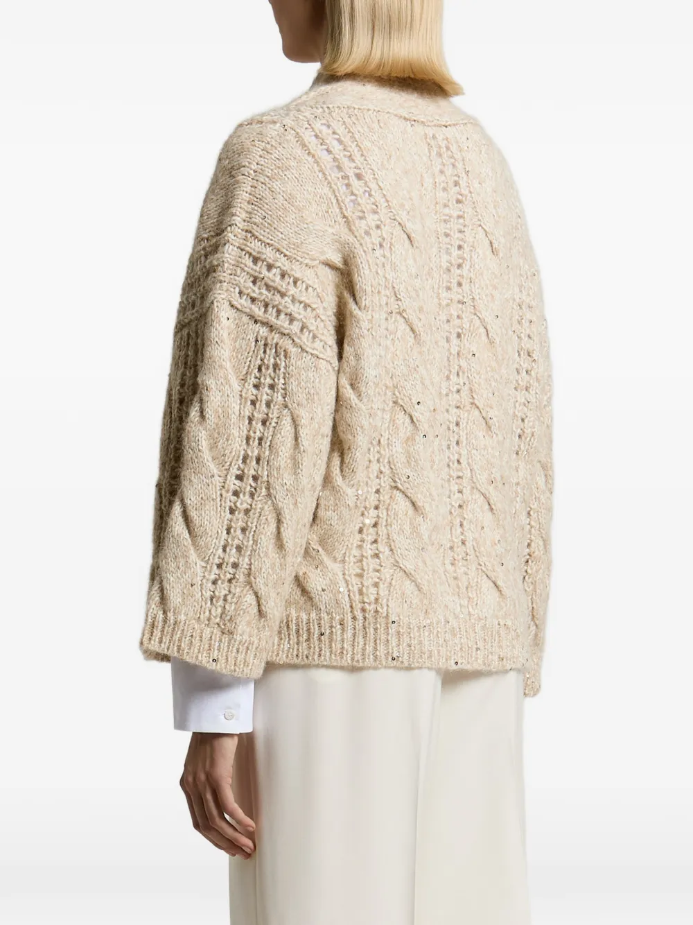 Peserico Kabelgebreid vest Beige