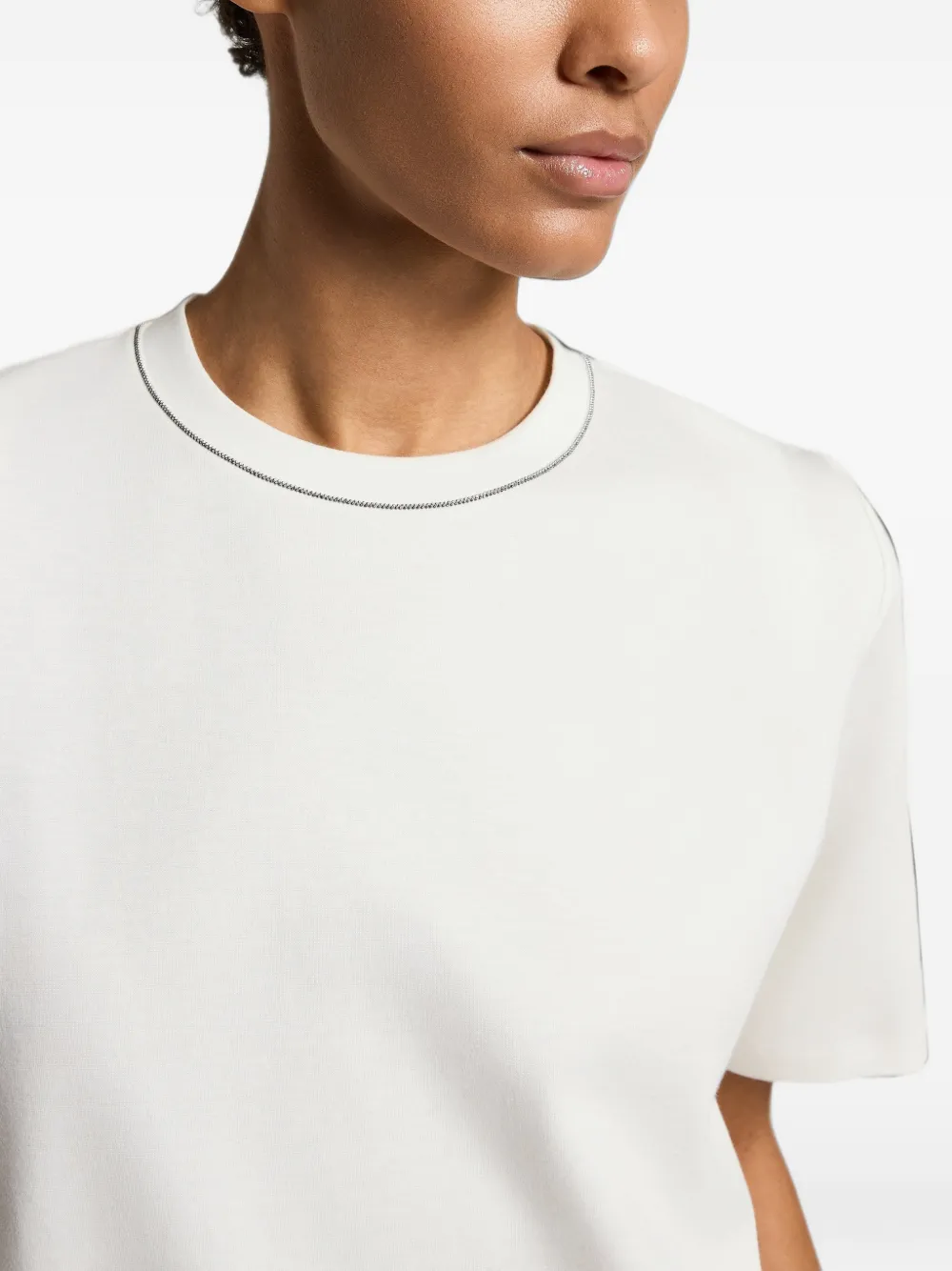 Peserico bead-trim crew-neck T-shirt Wit