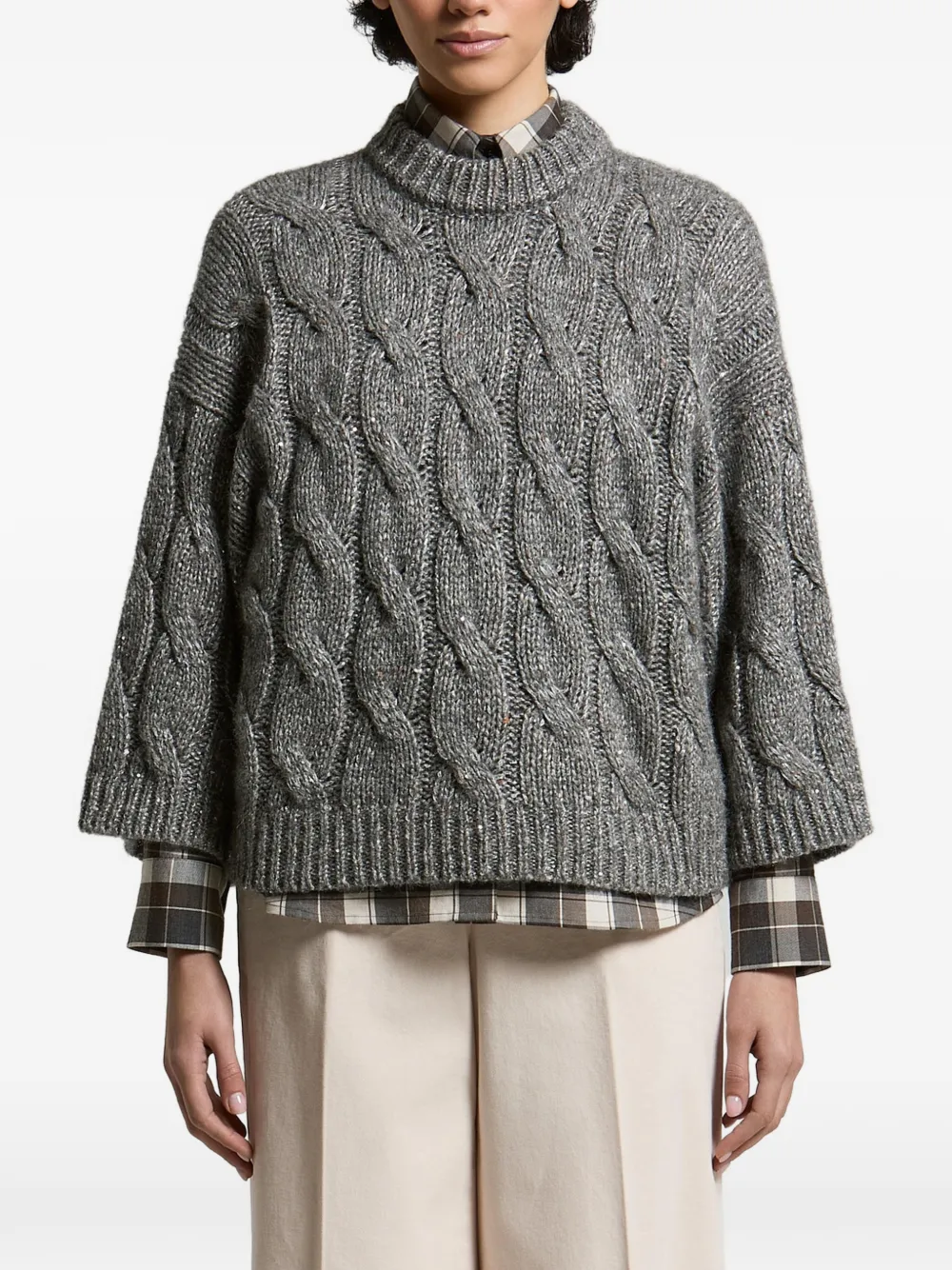 Peserico cable-knit sequin-embellished sweater
