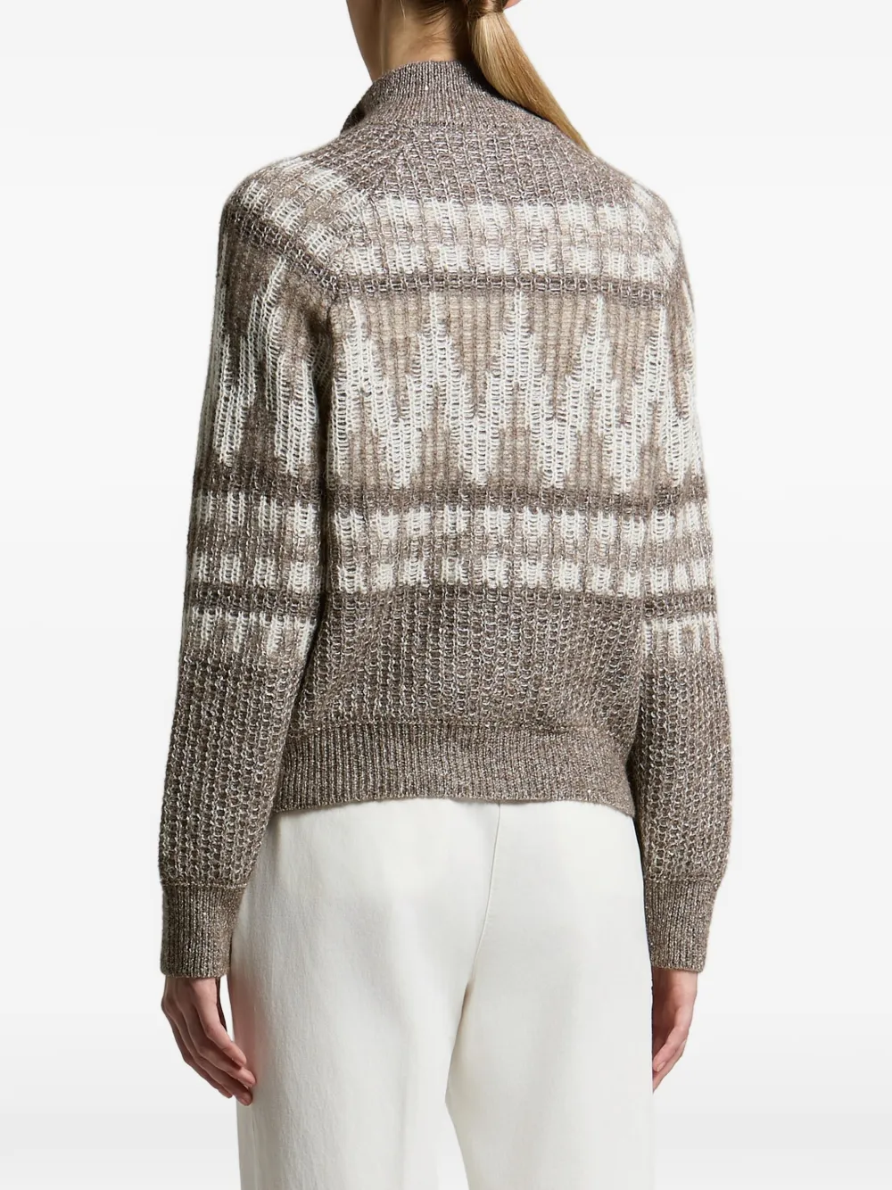 Peserico Vest met geometrisch patroon en rits Bruin