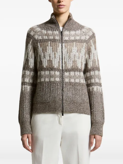 Peserico geometric-pattern zip-up cardigan