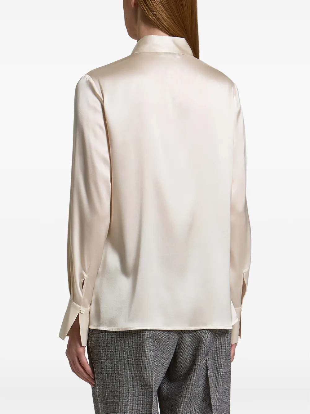 Peserico satin-finish concealed-fastening blouse Beige