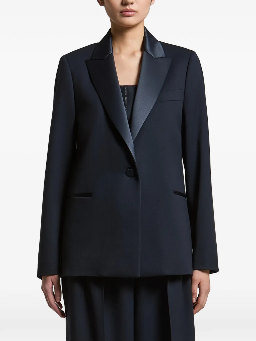 Peserico Blazer monopetto con revers satinati - Blu