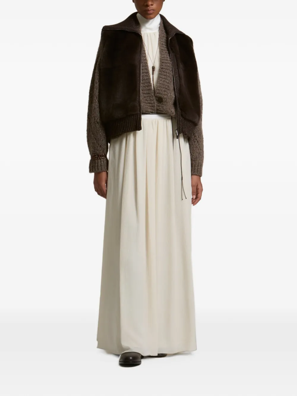 Peserico Maxi-plooirok Beige
