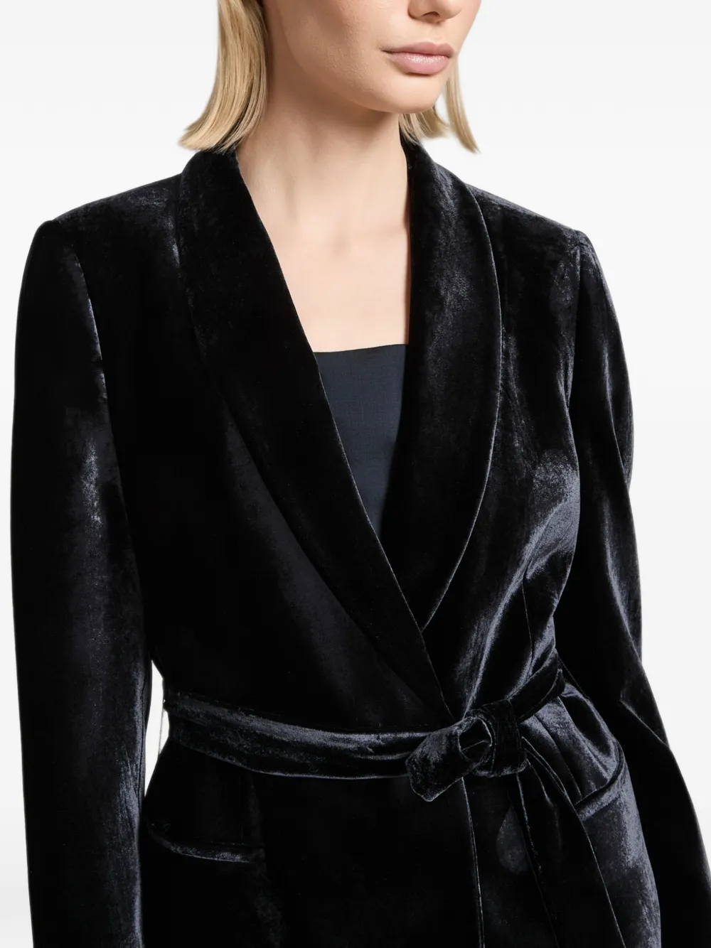 Peserico Blazer met sjaalrevers en ceintuur Blauw
