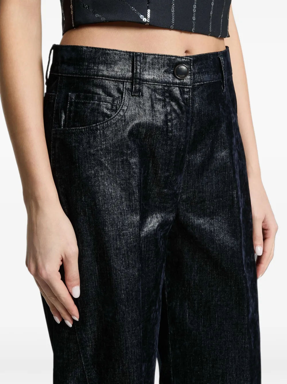 Peserico Broek met metallic-effect Blauw