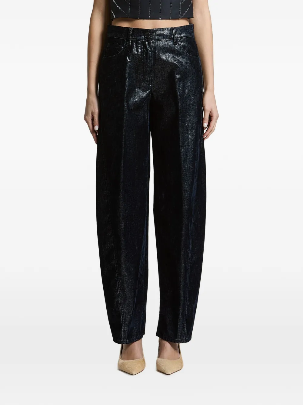 Peserico metallic-effect pleated trousers