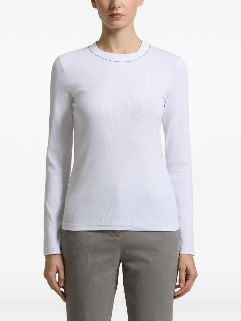 Peserico monili-chain long-sleeved T-shirt Wit