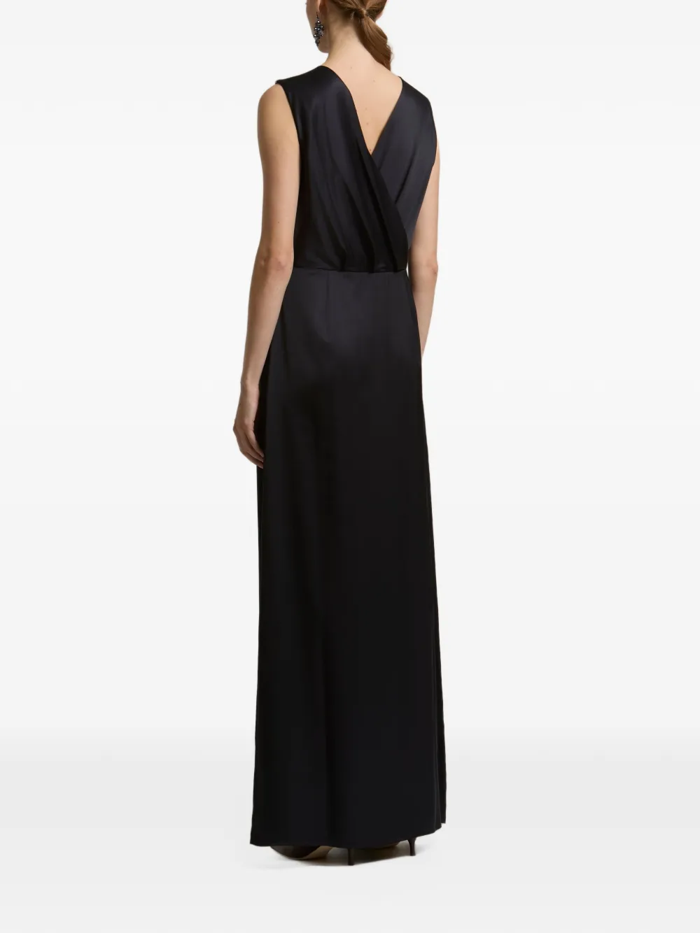 Peserico Maxi-jurk met verfraaide schouders en wikkelrug Blauw