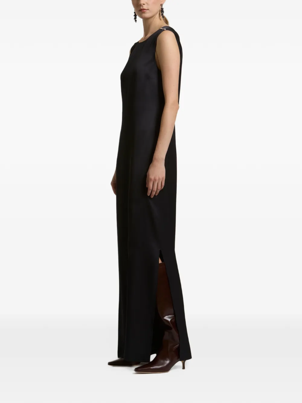 Peserico Maxi-jurk met verfraaide schouders en wikkelrug Blauw