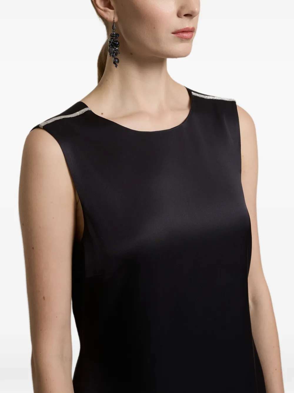 Peserico Maxi-jurk met verfraaide schouders en wikkelrug Blauw