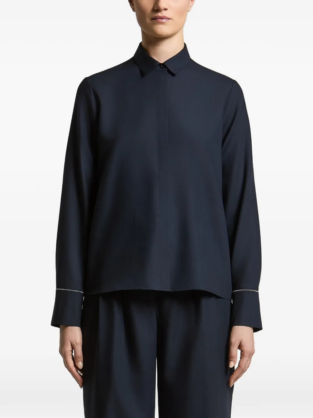 Peserico concealed-front wool shirt - Blau