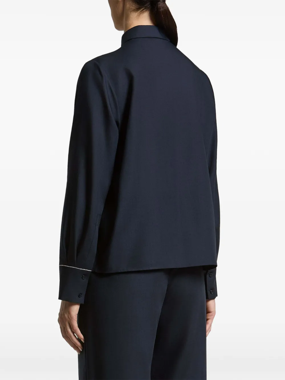 Peserico concealed-front wool shirt Blauw