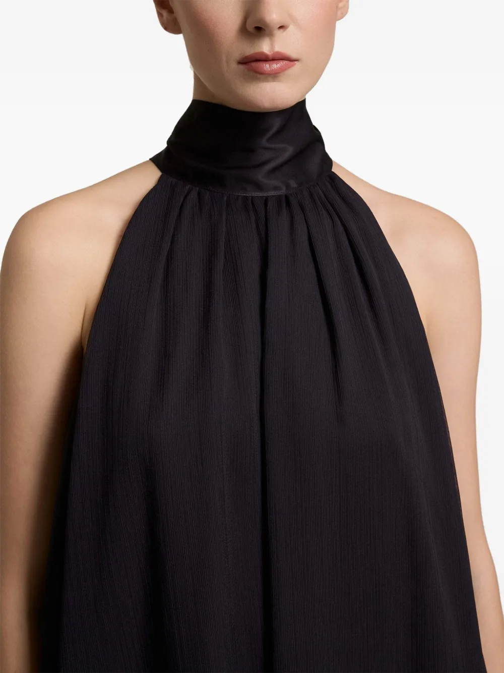 Peserico halterneck pleated blouse Blauw