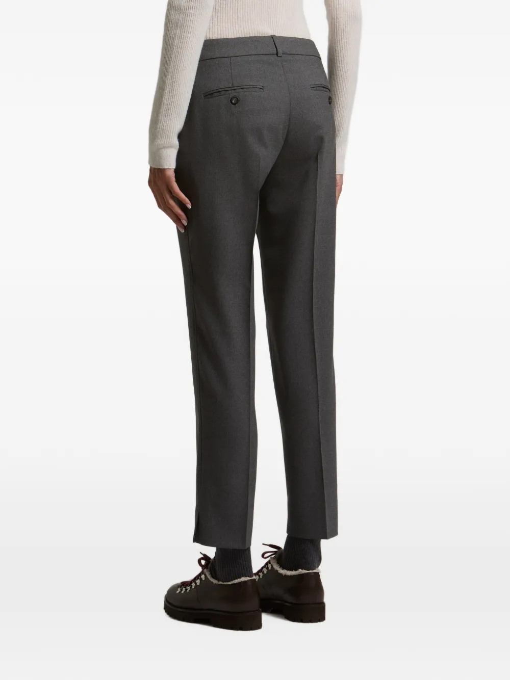Peserico embellished-tab pressed-crease trousers Grijs