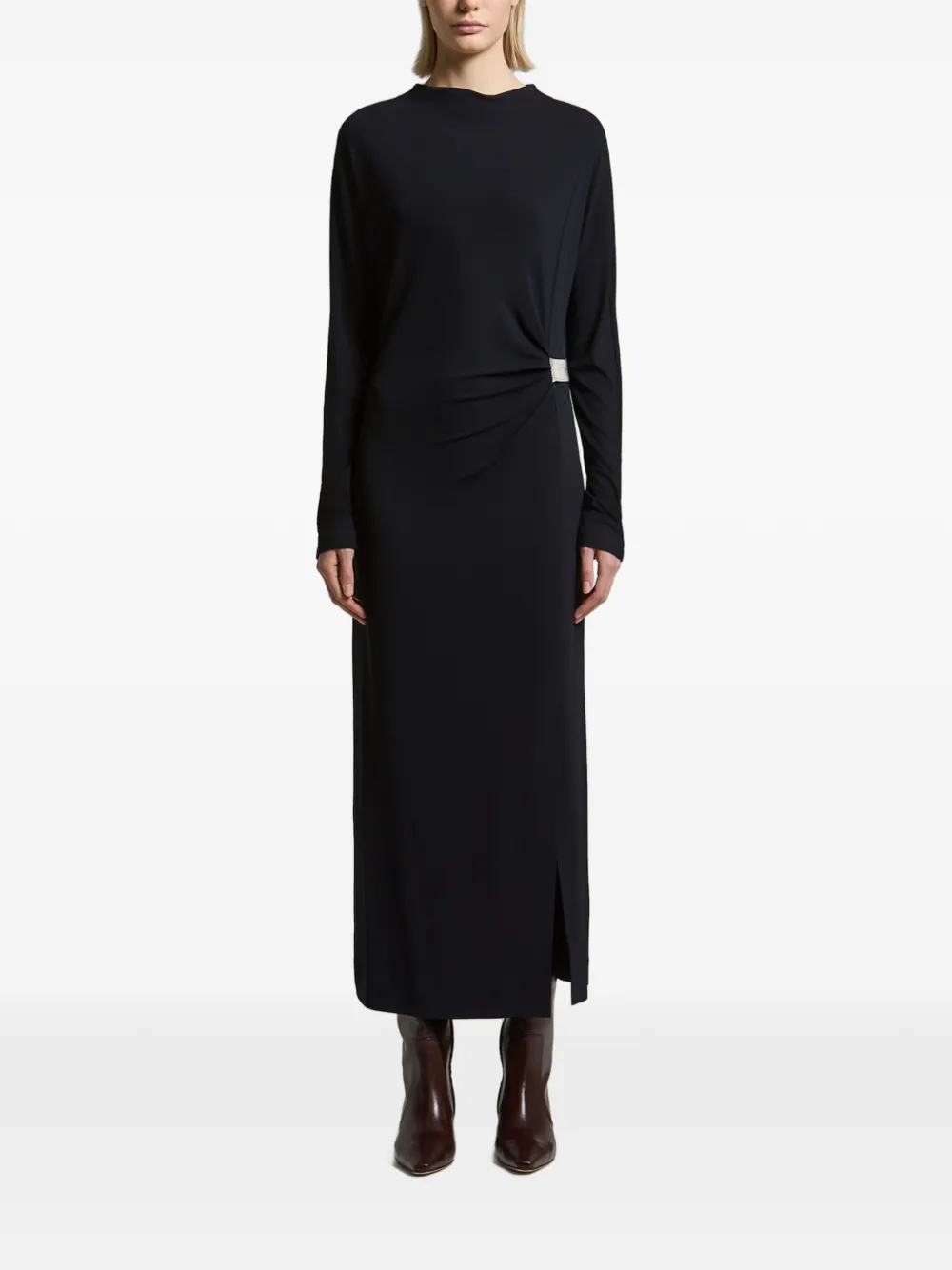 Peserico Maxi-jurk met metallic detail en ruches Blauw
