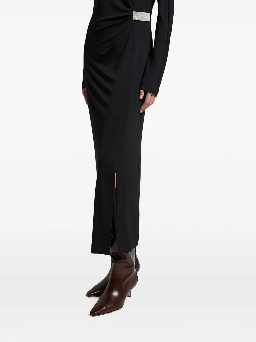 Peserico ruched metallic-detail maxi dress