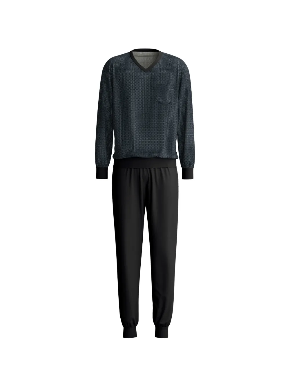 CALIDA geometric-print V-neck pajamas - Schwarz