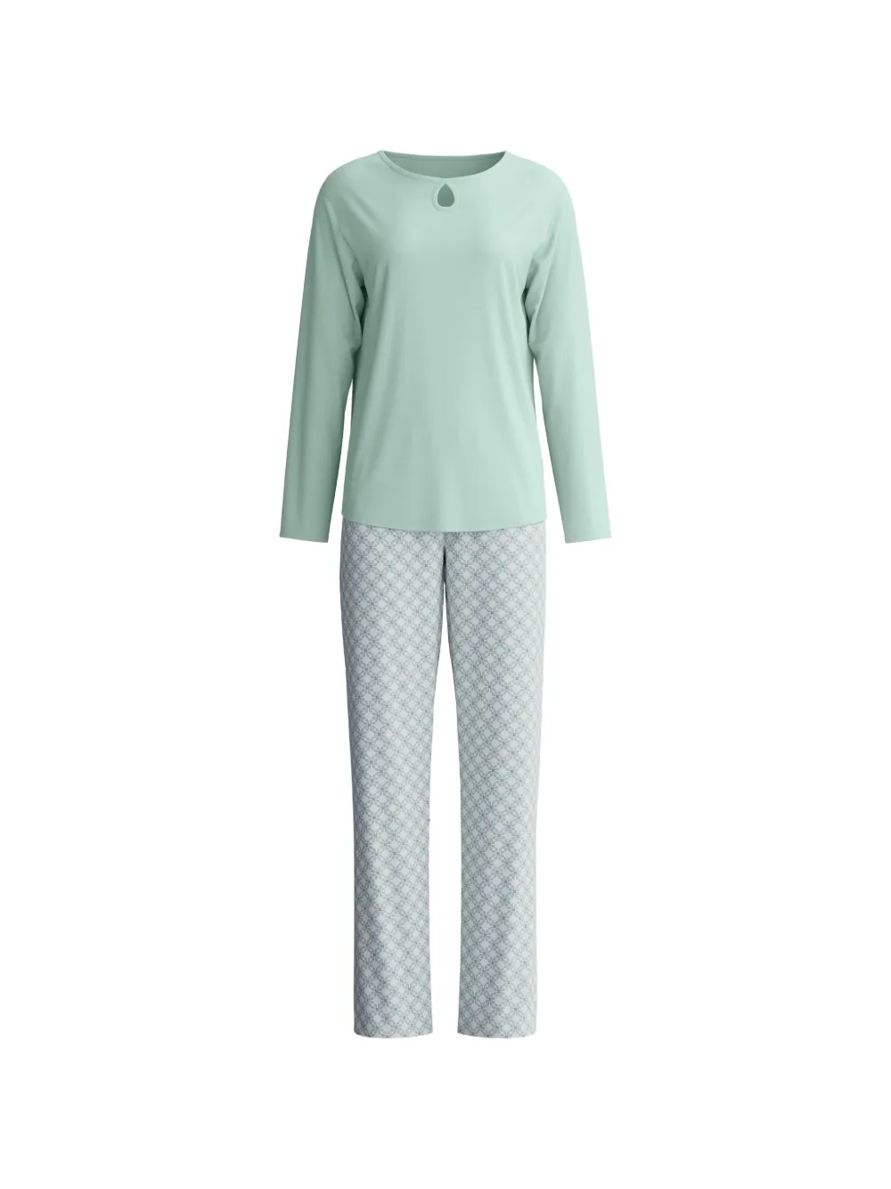 CALIDA keyhole-detail geometric-print pajamas - Grün
