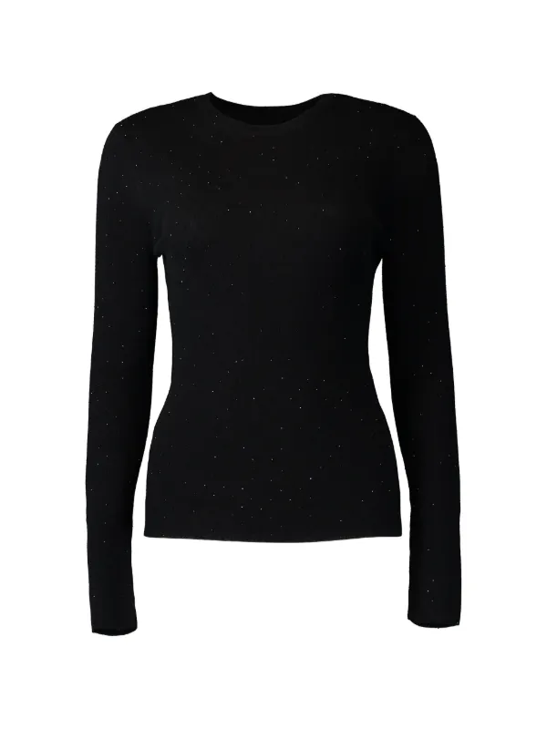 Michael Kors Collection Crystal-embellished Long-sleeve T-shirt in Black