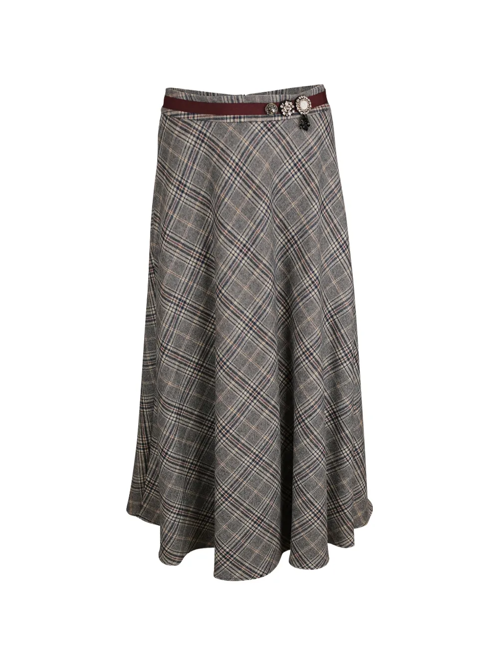 Max Mara checked virgin wool midi skirt - Blu