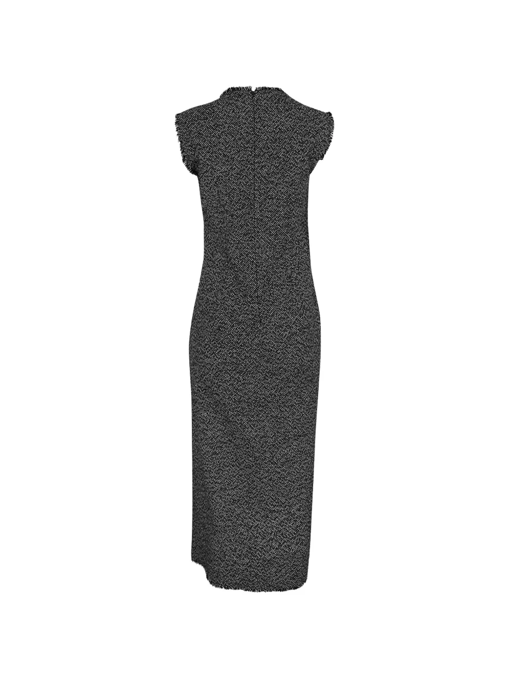 Michael Kors Collection Gerafelde tweed midi-jurk met ruches Zwart