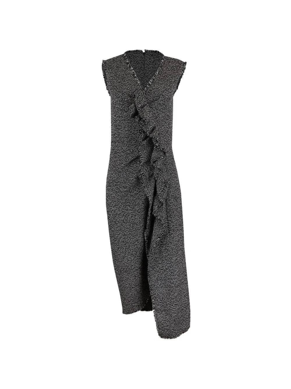 Michael Kors Collection frayed ruched tweed midi dress