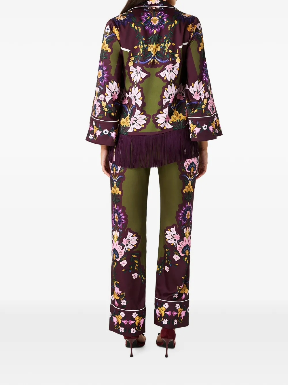 Borgo de Nor Calliope Floral-print Fringe Shirt in Purple, view 3