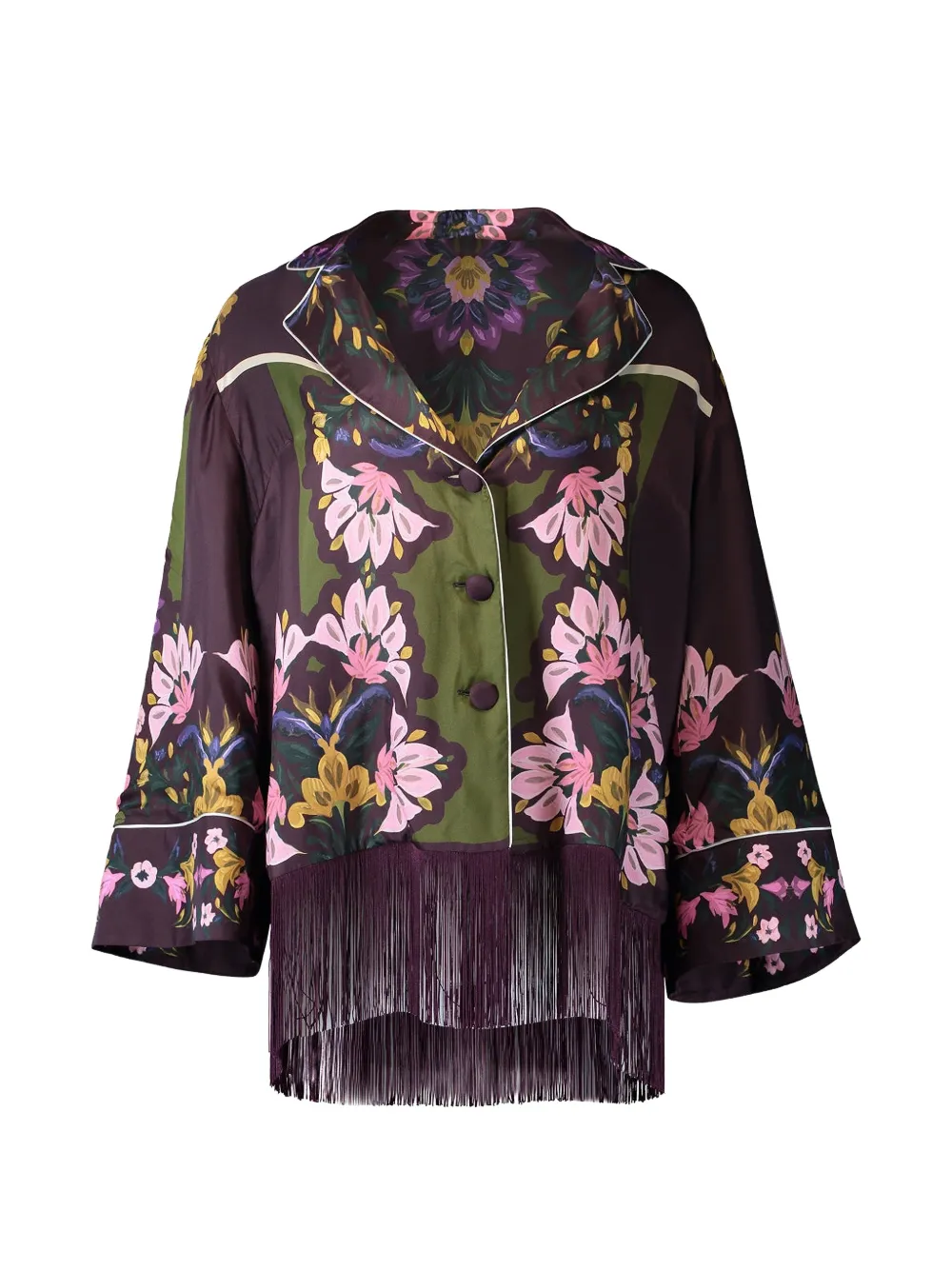 Borgo De Nor Calliope floral-print fringe shirt