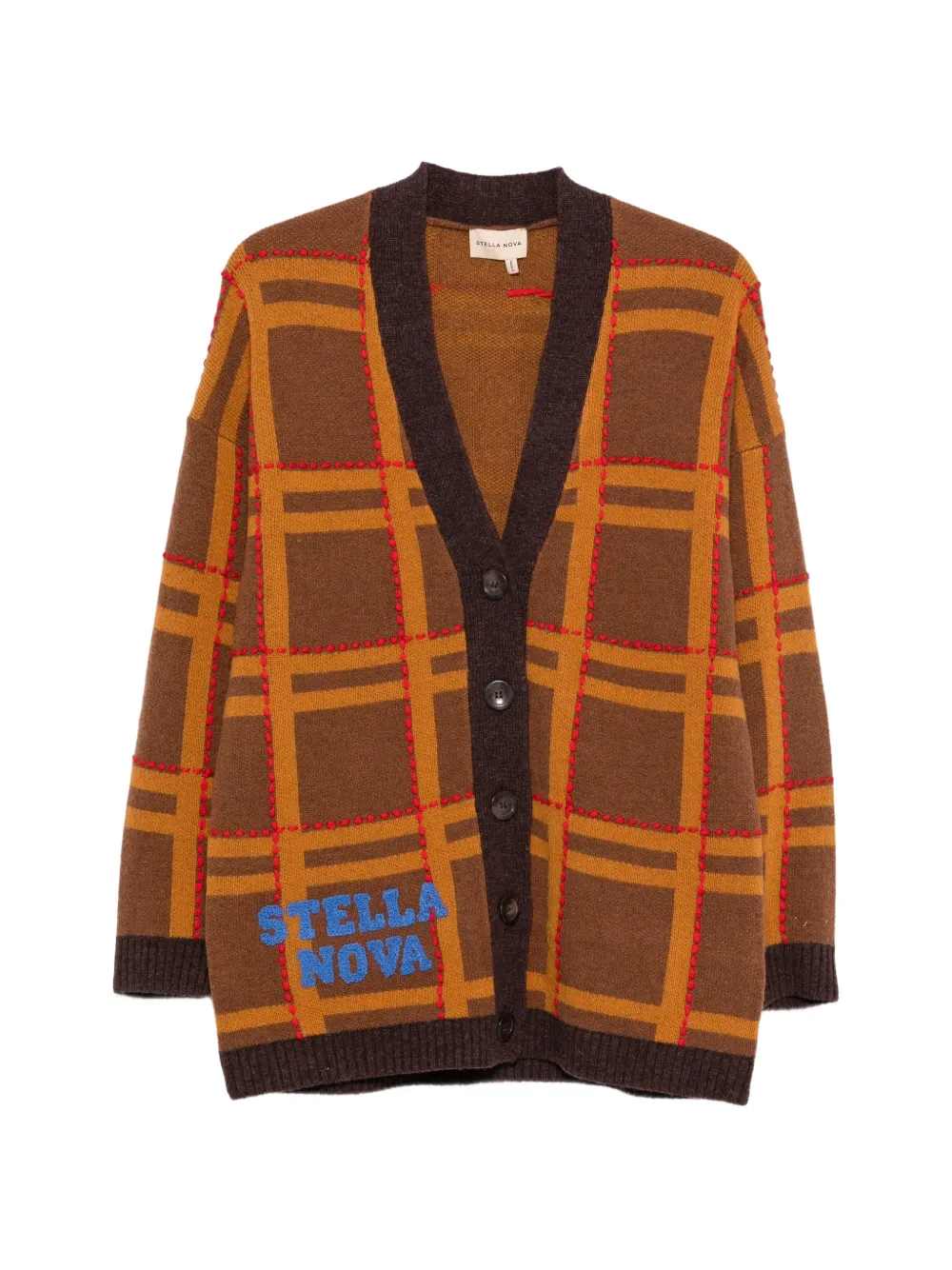 Stella Nova Logo-lettering Cardigan In Brown