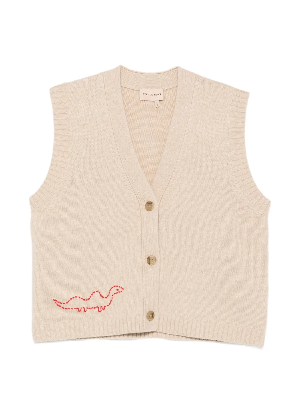 Stella Nova Embroidered Knitted Vest In Neutral