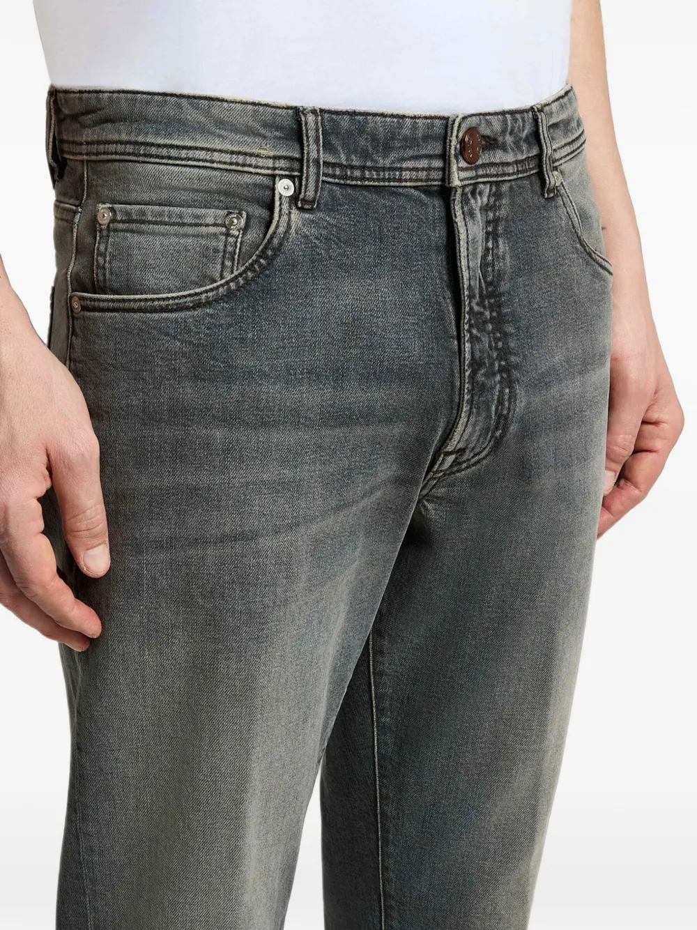 Peserico Jeans met vervaagd effect en riemlussen Grijs