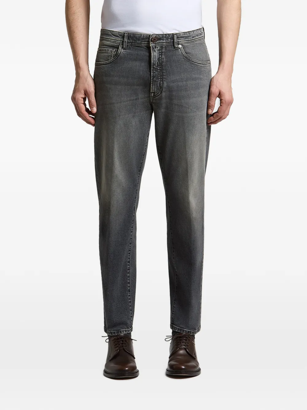 Peserico belt-loop faded jeans - Gris