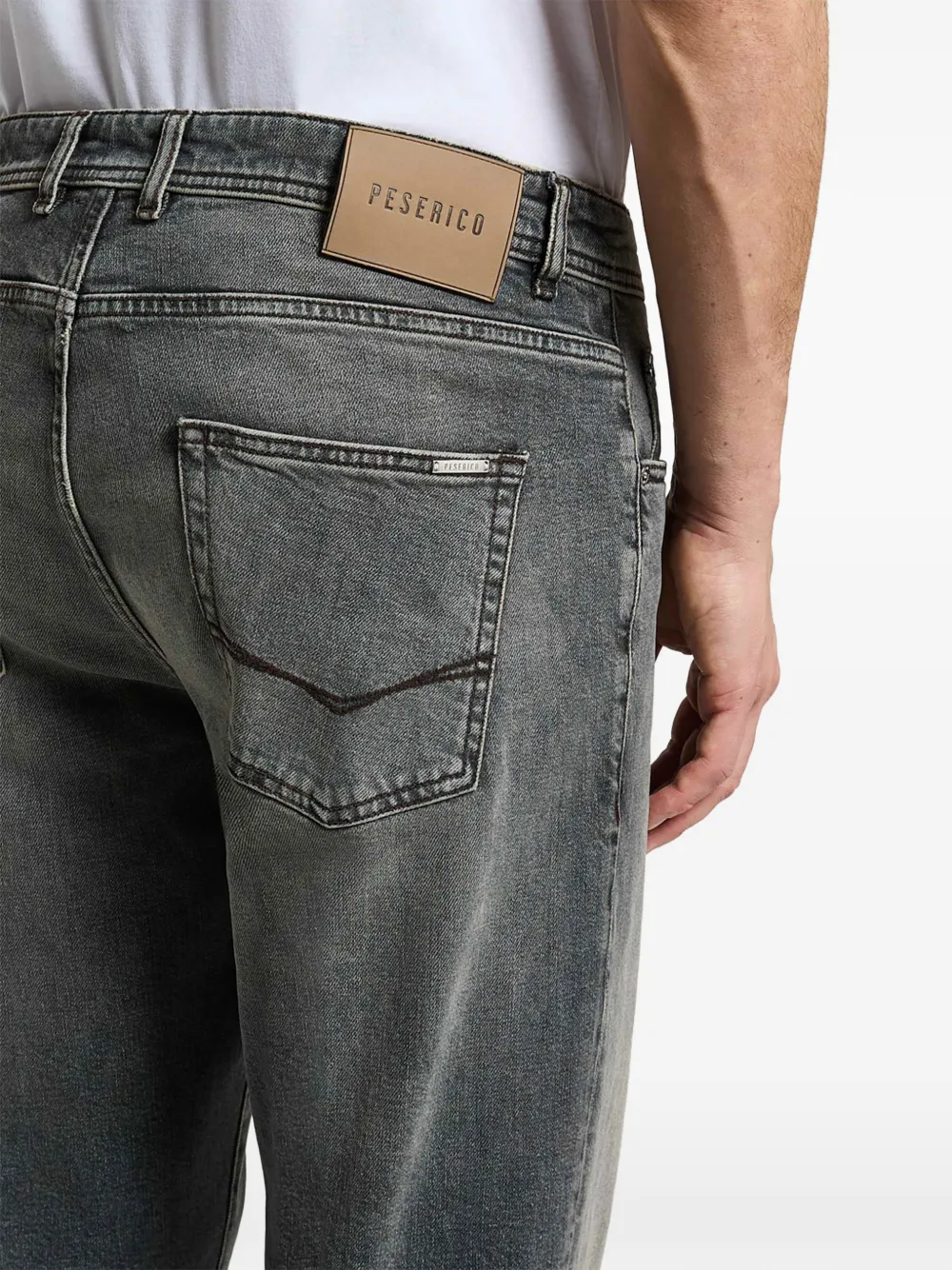 Peserico Jeans met vervaagd effect en riemlussen Grijs