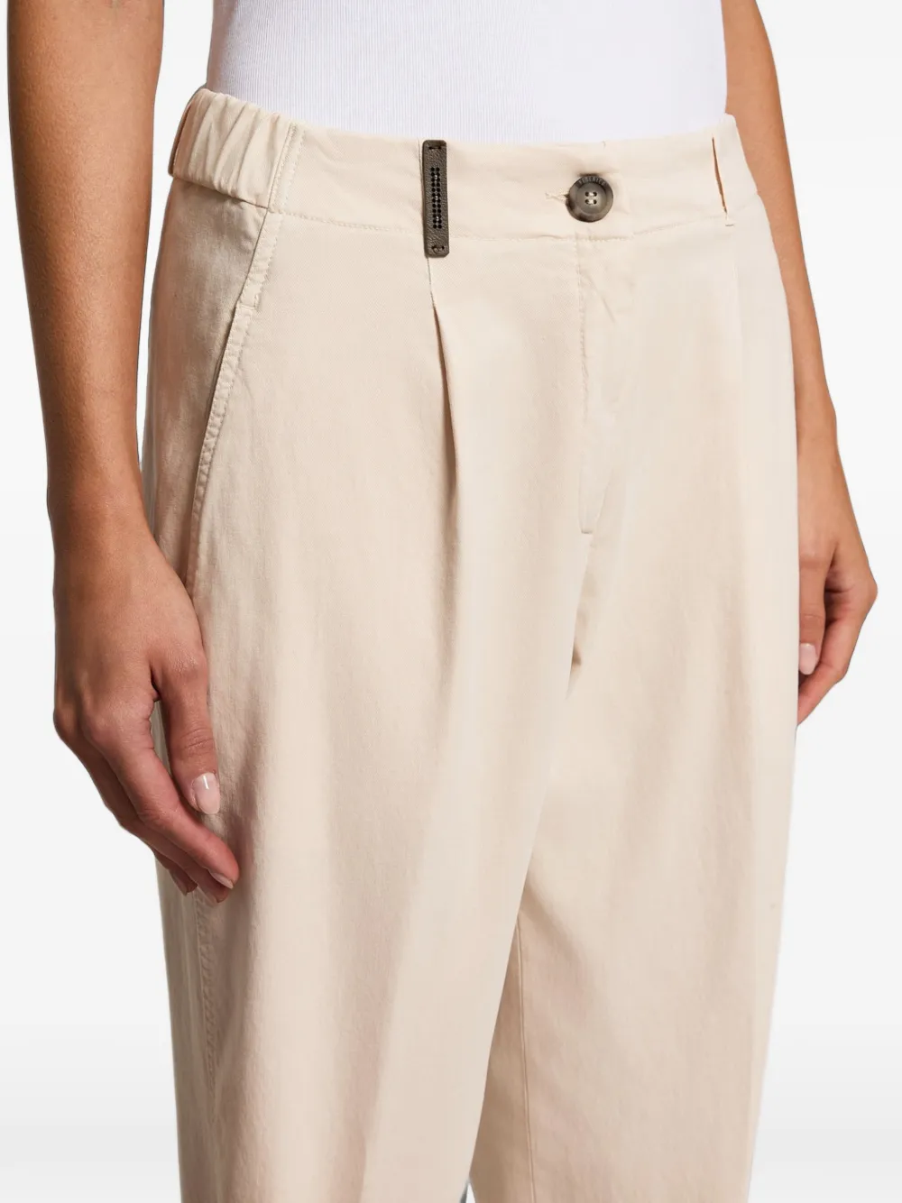 Peserico Geplooide broek met omgeslagen pijpen Beige