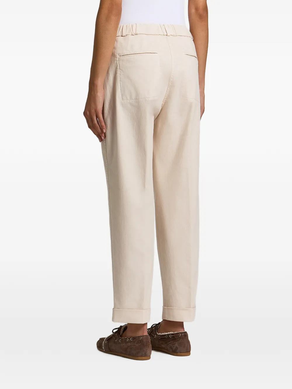 Peserico Geplooide broek met omgeslagen pijpen Beige
