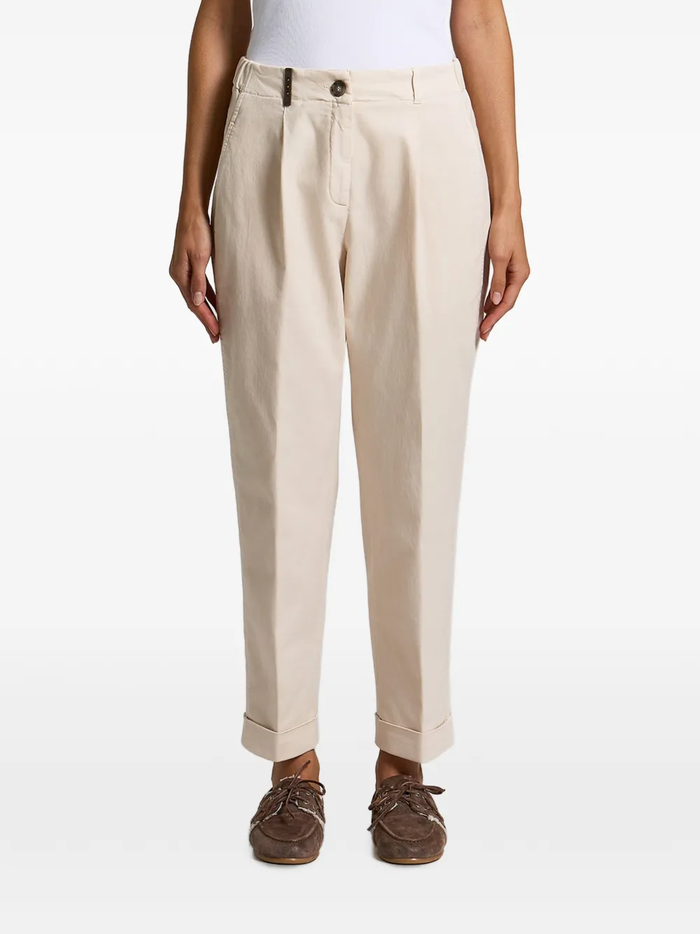 Peserico pleated turn-up trousers