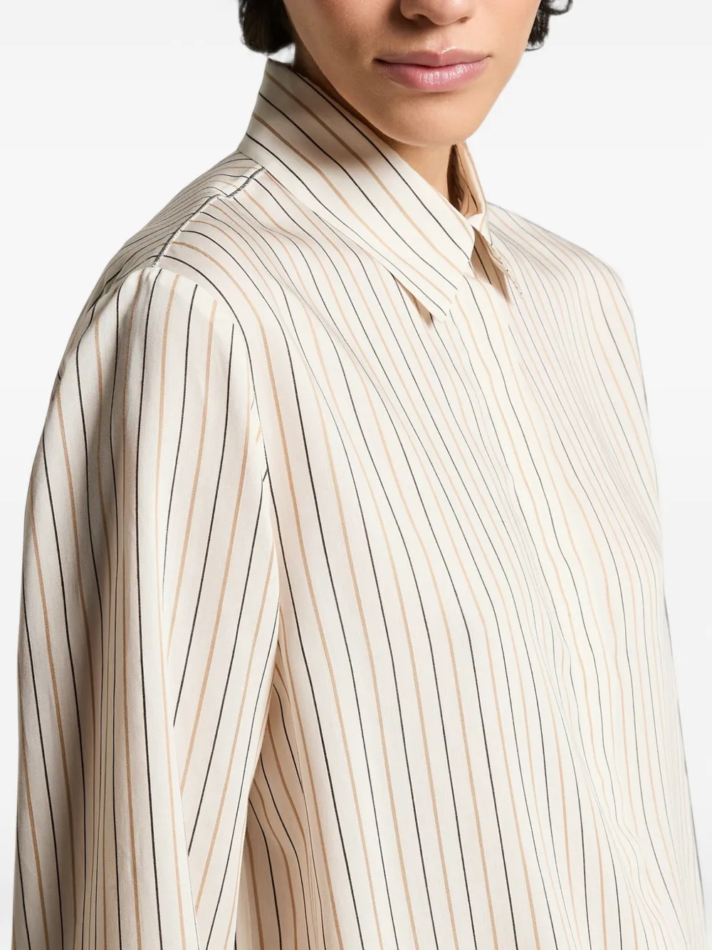 Peserico Gestreept overhemd Beige