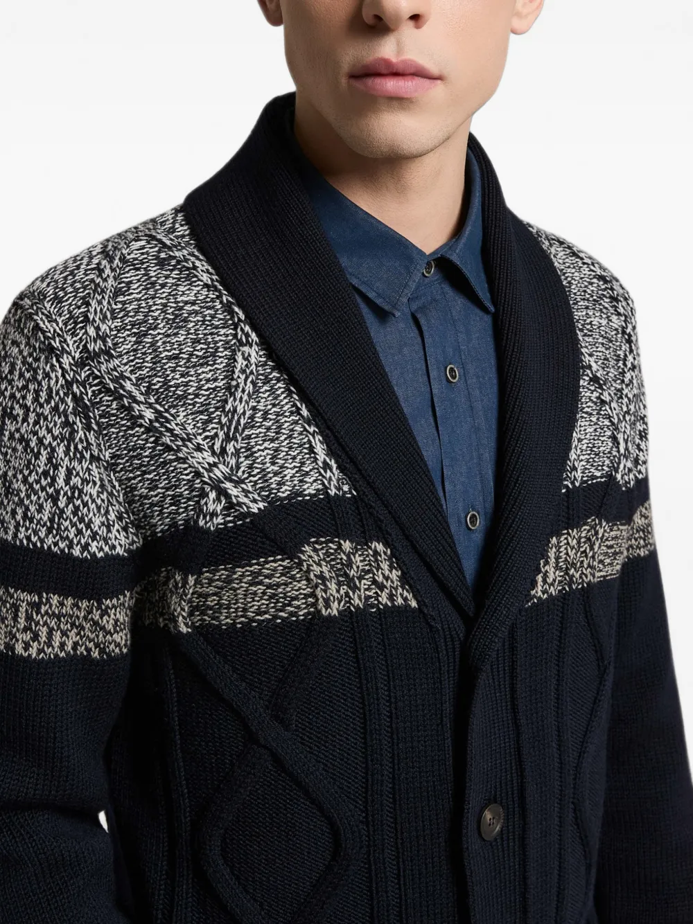 Peserico Kabelgebreid vest met sjaalkraag Blauw