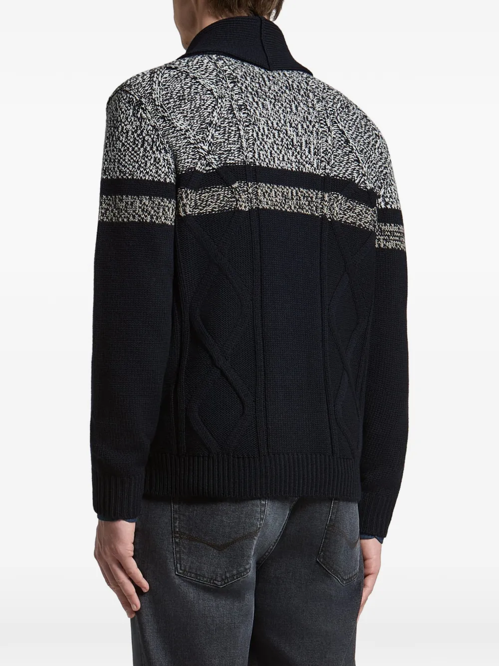 Peserico Kabelgebreid vest met sjaalkraag Blauw